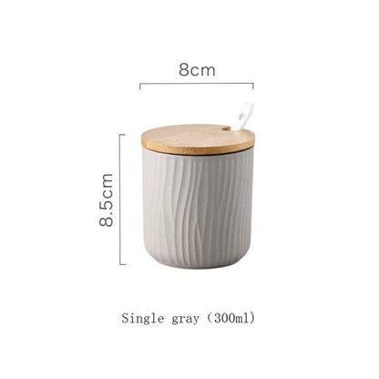 Nordic Ceramic Seasoning Jar with Lid & Spoon Kitchen Essentials