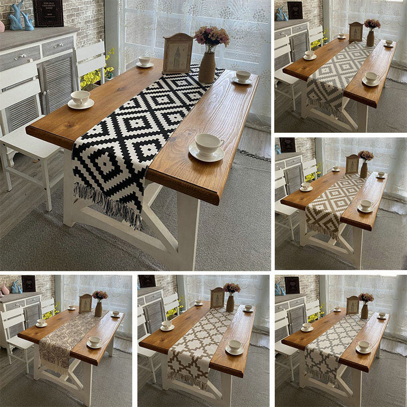 Cotton Linen Table Runner Buffalo Plaid Woven Kitchen Kitchen Essentials