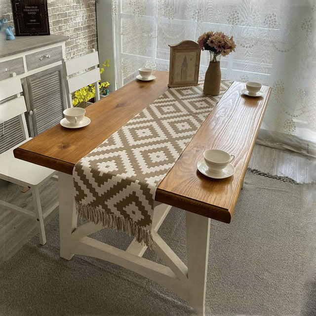 Cotton Linen Table Runner Buffalo Plaid Woven Kitchen Kitchen Essentials