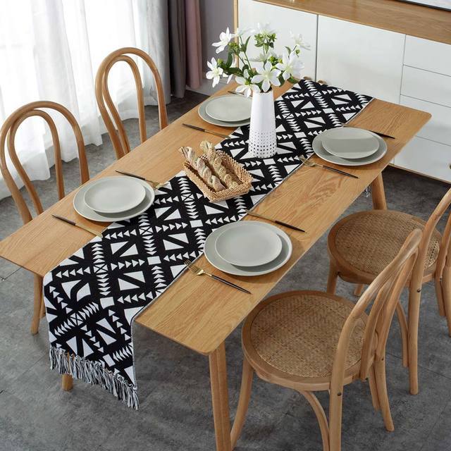 Cotton Linen Table Runner Buffalo Plaid Woven Kitchen Kitchen Essentials