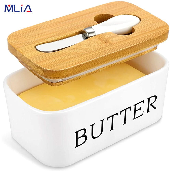 Porcelain Butter Container with Air-tight Seal Lid & Knife Kitchen Essentials