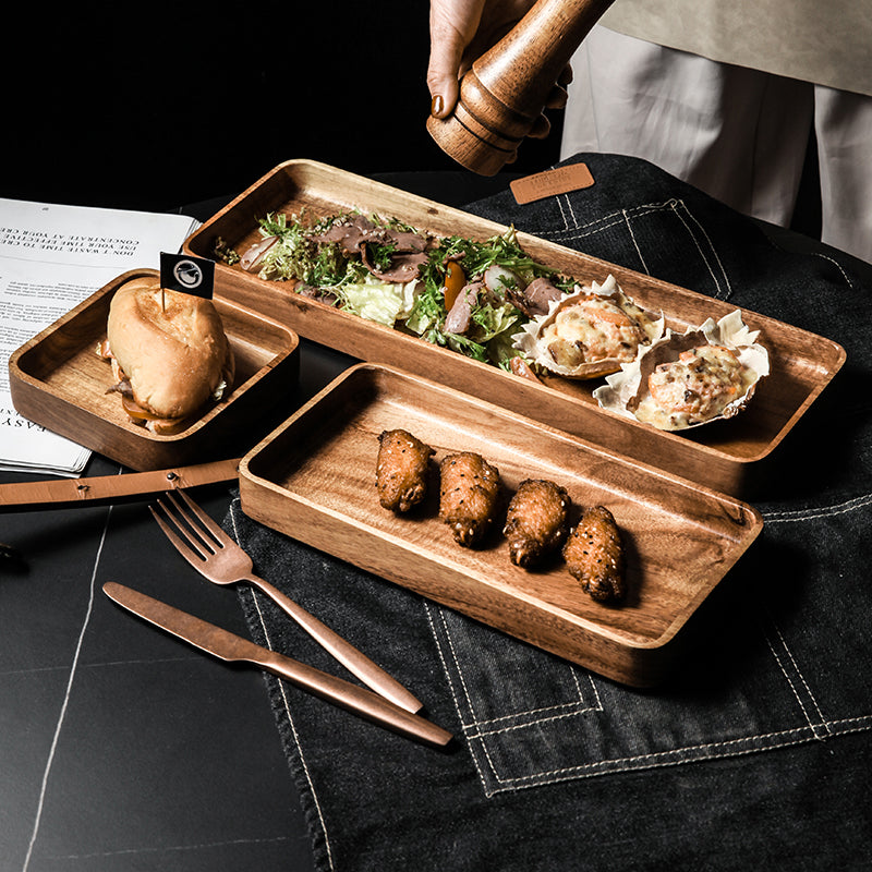 Rectangular Tableware Tray Wooden Western Dinner Plate eprolo
