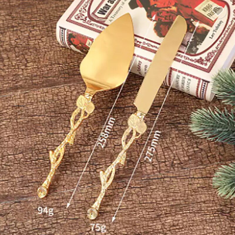 Vintage Luxury Gold Cake Servers and Knife Set Kitchen Essentials