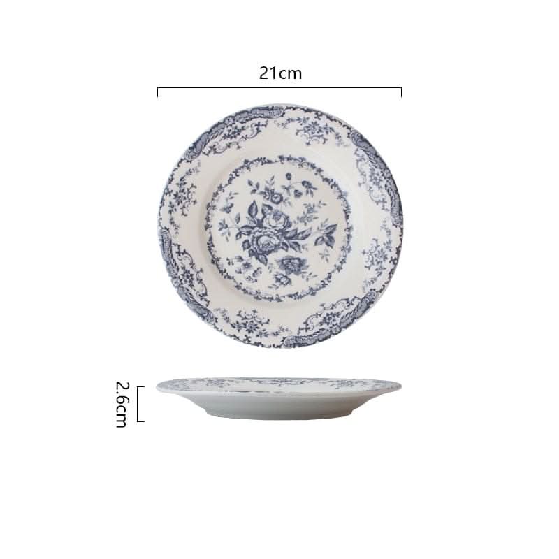 Vintage Rose Ceramic Plate European Style Kitchen Essentials