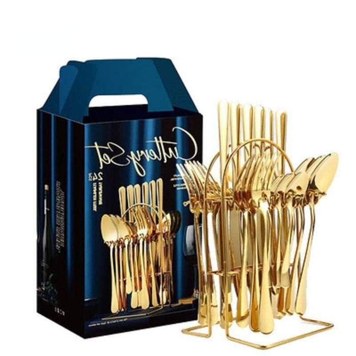 24pcs Stainless Steel Silverware Cutlery Set Kitchen Essentials