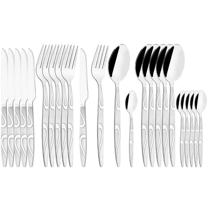 Vintage Dinnerware Set Western 24Pcs Flatware Cutlery Kitchen Essentials