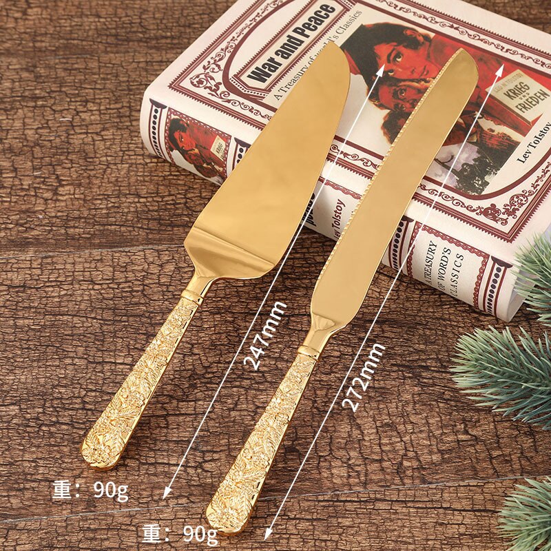 Vintage Luxury Gold Cake Servers and Knife Set Kitchen Essentials