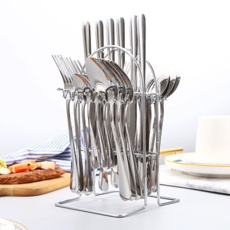 24pcs Stainless Steel Silverware Cutlery Set Kitchen Essentials