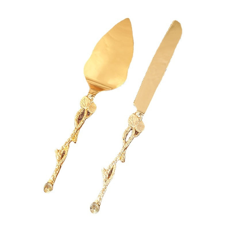 Vintage Luxury Gold Cake Servers and Knife Set Kitchen Essentials