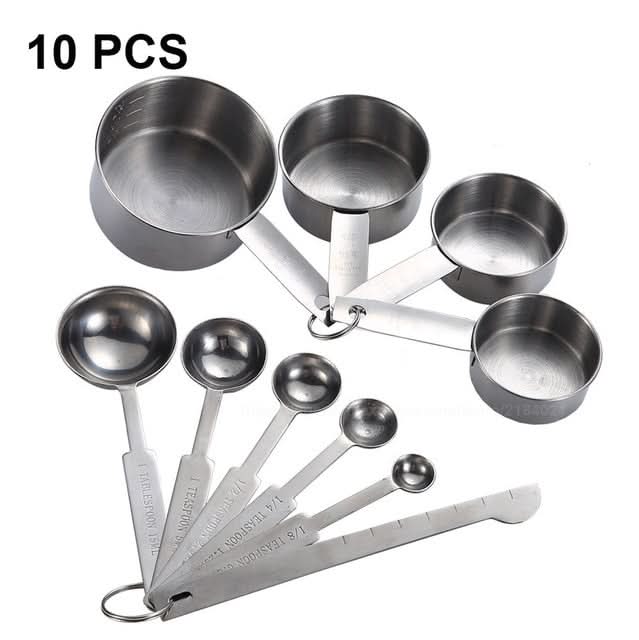 UPORS 8/10Pcs Stainless Steel Measuring Cups Kitchen Essentials