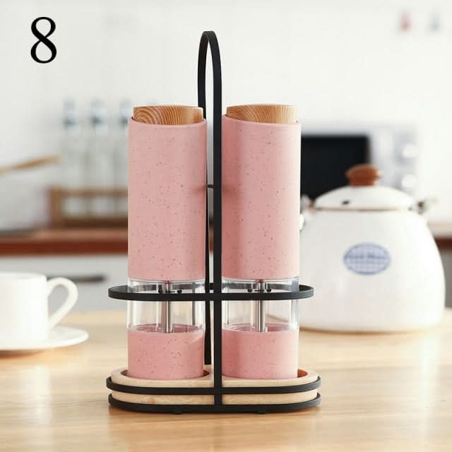Wheat Straw Electric Salt Pepper Grinder Set Kitchen Essentials