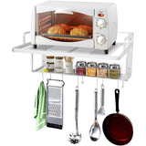 Wall Mounted Microwave Rack – 2-Tier Aluminum Shelf with Guard Rail 21.6in Massive Discounts