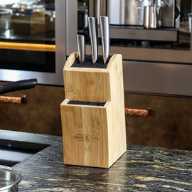 Universal Bamboo Knife Block with Removable Fibre Rods