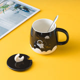 Creative Astronaut Ins Style Ceramic Cup With Lid Cartoon Cute Household Water Cup Practical Hand Gift Mug eprolo