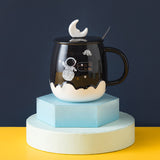 Creative Astronaut Ins Style Ceramic Cup With Lid Cartoon Cute Household Water Cup Practical Hand Gift Mug eprolo