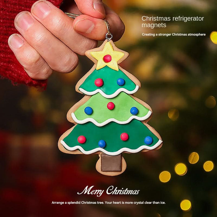 Christmas Decorations Christmas Gingerbread Man Atmosphere Decoration Christmas Tree Vintage Cute Resin Magnetic Fridge Sticker eprolo