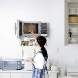 Wall Mounted Microwave Rack – 2-Tier Aluminum Shelf with Guard Rail 21.6in Massive Discounts