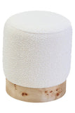 Mota Burl Wood And Cream Boucle Round Stool Orsina