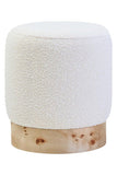 Mota Burl Wood And Cream Boucle Round Stool Orsina