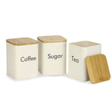Cream Tea, Coffee & Sugar Canister Set with Bamboo Lids