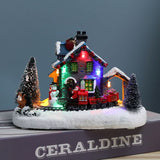 Christmas Lighted House Decorative Resin Christmas Gift Ornament with European Snow Scene and LED Lights eprolo