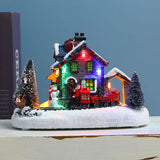Christmas Lighted House Decorative Resin Christmas Gift Ornament with European Snow Scene and LED Lights eprolo