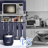 Wall Mounted Microwave Rack – 2-Tier Aluminum Shelf with Guard Rail 21.6in Massive Discounts