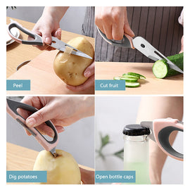 Kitchen Scissors Multifunctional Poultry Bottle Opener Bone Cutter Shear Scissors Peel Poultry Shear With Magnetic Storage Bag eprolo