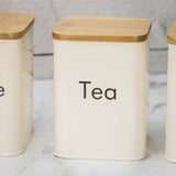 Cream Tea, Coffee & Sugar Canister Set with Bamboo Lids