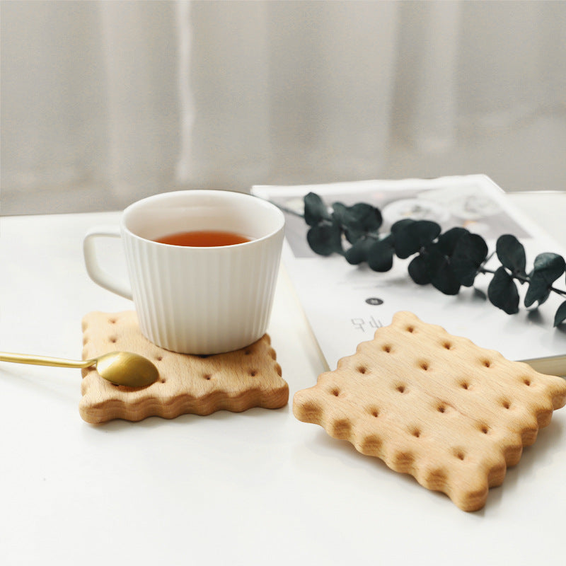 Beech Biscuit Coaster Solid Wood Tea Coaster Mug Coffee Coaster Cup Holder Creative Gift eprolo