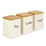 Cream Tea, Coffee & Sugar Canister Set with Bamboo Lids