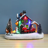 Christmas Lighted House Decorative Resin Christmas Gift Ornament with European Snow Scene and LED Lights eprolo