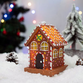 Christmas Glowing Gingerbread House Decoration Christmas Home Living Room Atmosphere Decoration Desktop Resin Decoration eprolo