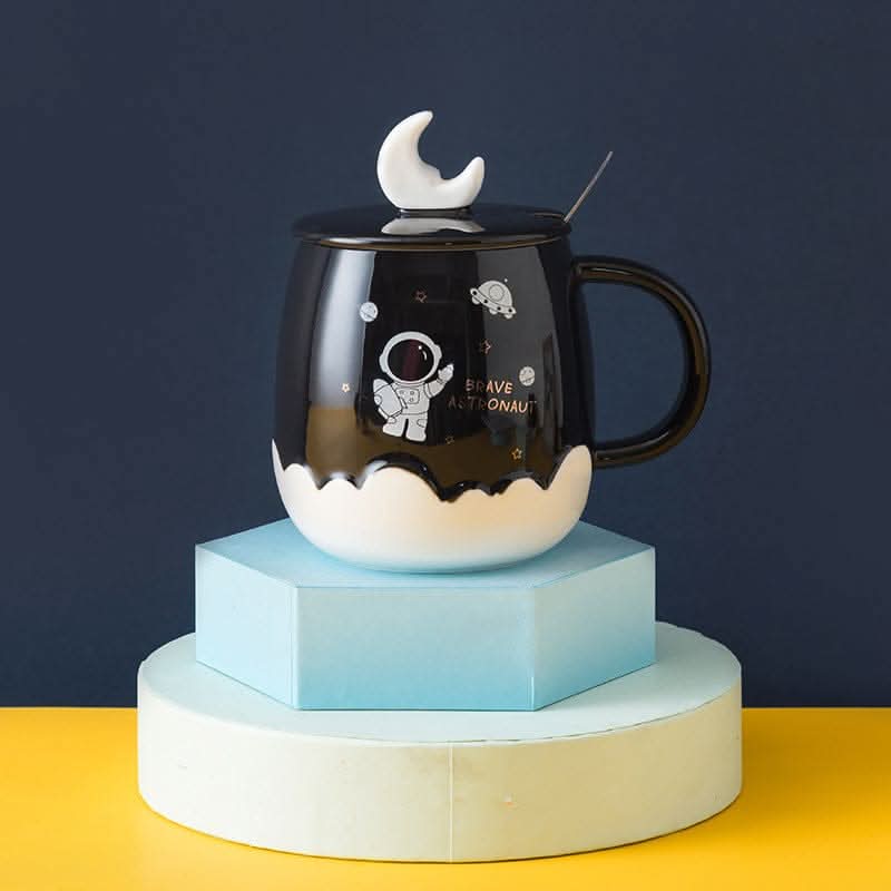 Creative Astronaut Ins Style Ceramic Cup With Lid Cartoon Cute Household Water Cup Practical Hand Gift Mug eprolo
