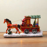 Christmas Decoration Resin Craft House with Light and Music, Reindeer Sleigh Ornament, Christmas Gift eprolo