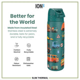 Leak Proof Slim Thermal Steel Water Bottle, Insulated, Automobiles, 500ml (17oz) ION8