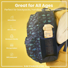 Leak Proof Slim Water Bottle, Stainless Steel, Diggers, 600ml (20oz) ION8