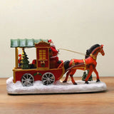 Christmas Decoration Resin Craft House with Light and Music, Reindeer Sleigh Ornament, Christmas Gift eprolo
