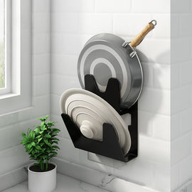 Wall-Mounted Space Aluminum Pot Cover Storage Rack Punch-Free Kitchen Storage Rack Multi-Functional Cutting Board Chopping Board Rack eprolo
