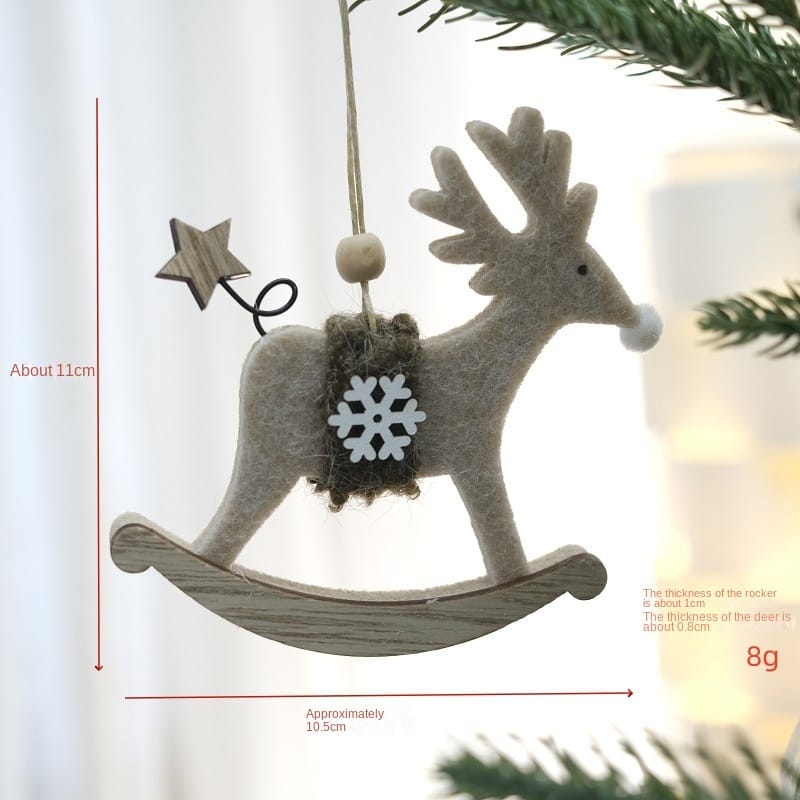 Christmas Nordic Felt Deer and Horse Decorations for Christmas Tree Hotel Window Display DIY Hanging Ornaments