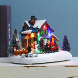 Christmas Lighted House Decorative Resin Christmas Gift Ornament with European Snow Scene and LED Lights eprolo