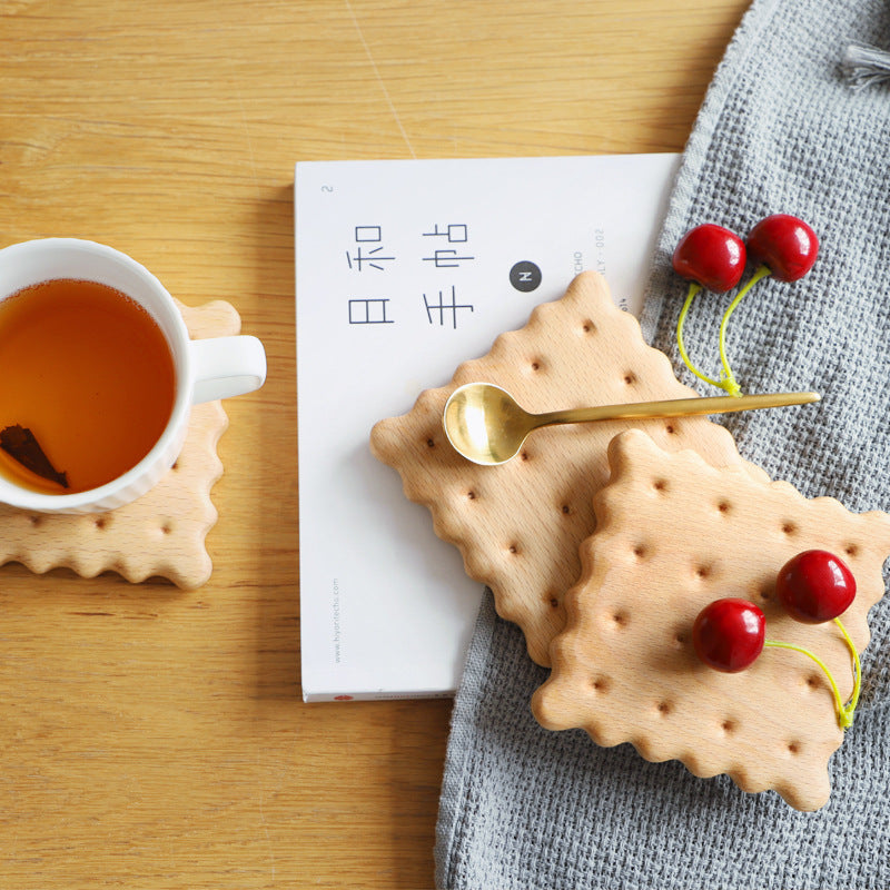 Beech Biscuit Coaster Solid Wood Tea Coaster Mug Coffee Coaster Cup Holder Creative Gift eprolo
