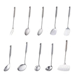 1/7/10Pcs Kitchen Utensils Cooking tools Stainless Steel Shovels Turner Ladle Soup Spoon Colander Filter Silver for Restaurant