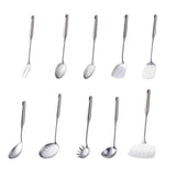1/7/10Pcs Kitchen Utensils Cooking tools Stainless Steel Shovels Turner Ladle Soup Spoon Colander Filter Silver for Restaurant Kitchen Essentials
