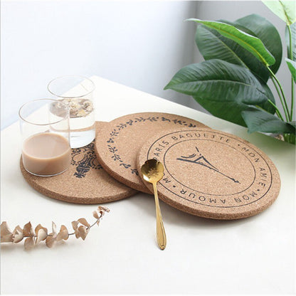 4pcs/bag Round Natural Cork Coaster Heat Resistant Cup Mug Mat Coffee Tea Hot Drink Placemat for Dining Table Mat eprolo