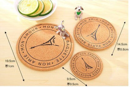 4pcs/set Dining Table Placemats Pot Cup Mat Europe Vintage Cork Wood Drink Coaster Coffee Tea Table Mats Pads Kitchen Bar eprolo