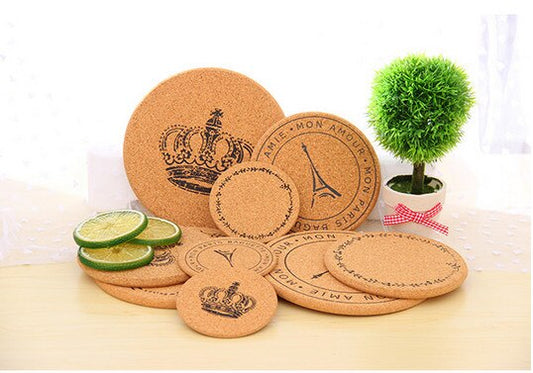 4pcs/set Dining Table Placemats Pot Cup Mat Europe Vintage Cork Wood Drink Coaster Coffee Tea Table Mats Pads Kitchen Bar eprolo