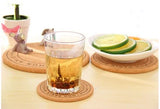 4pcs/set Dining Table Placemats Pot Cup Mat Europe Vintage Cork Wood Drink Coaster Coffee Tea Table Mats Pads Kitchen Bar eprolo