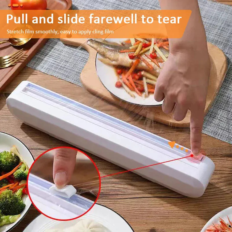 Fixing Foil Cling Film Wrap Dispenser Food Wrap Dispenser Cutter Plastic Sharp Cutter Storage Holder Kitchen Tool Accessories Kitchen Essentials