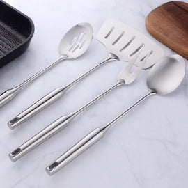 1/7/10Pcs Kitchen Utensils Cooking tools Stainless Steel Shovels Turner Ladle Soup Spoon Colander Filter Silver for Restaurant Kitchen Essentials